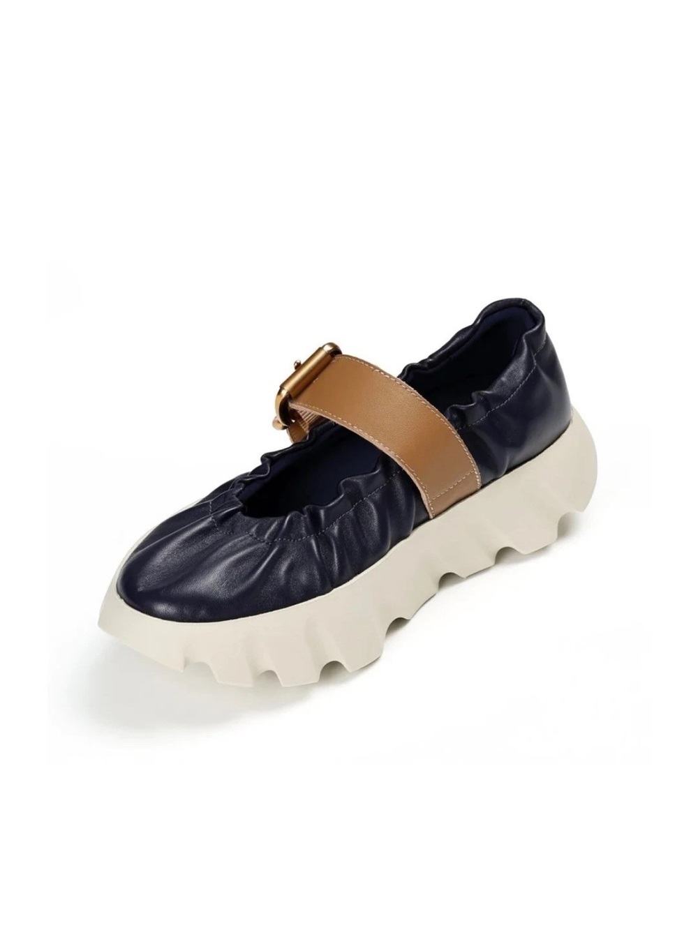 4CCCCEES TURA Ballet Navy Blue Womens 38 Strap Buckle US 7.5